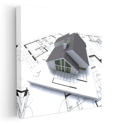 Mimar - Çatı Detaylı Konut Projesi Kanvas Tablo