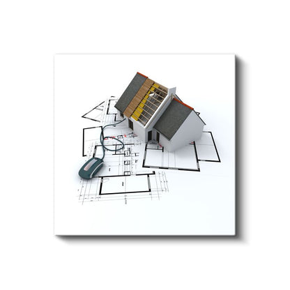 Mimar - Ev Projesi Çizimi Kanvas Tablo