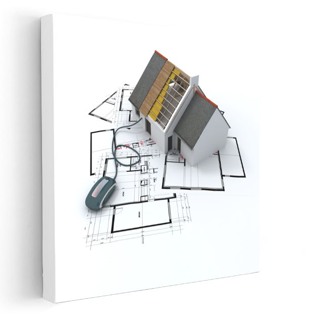 Mimar - Ev Projesi Çizimi Kanvas Tablo