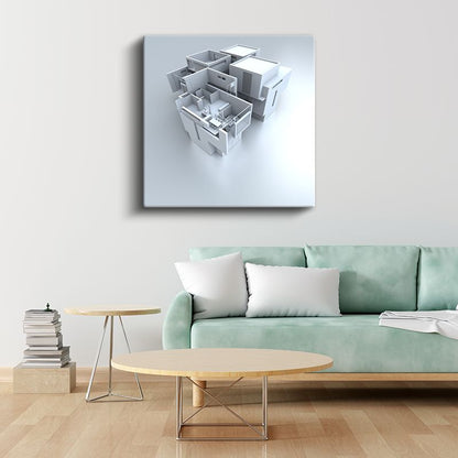 Mimar - Modüler Yapı Planı Kanvas Tablo