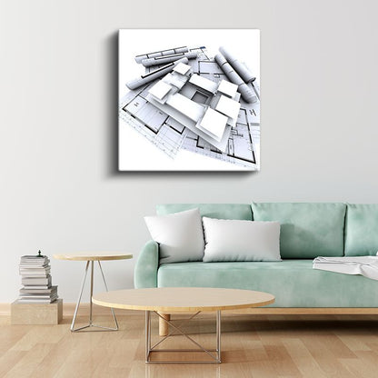 Mimar - 3D Bina Modeli ve Detaylı Planlar Kanvas Tablo