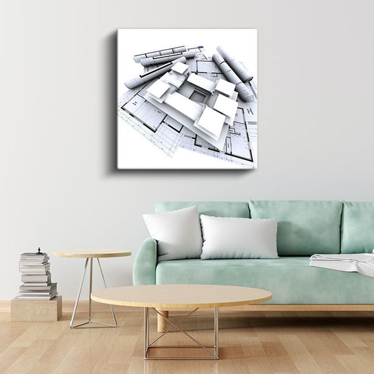 Mimar - 3D Bina Modeli ve Detaylı Planlar Kanvas Tablo