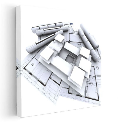 Mimar - 3D Bina Modeli ve Detaylı Planlar Kanvas Tablo