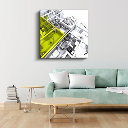 Mimar - Mavi Vurgulu Mimari Plan Kanvas Tablo