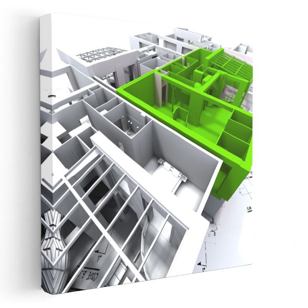 Mimar - 3D Bina Modelleme ve Planlama Kanvas Tablo