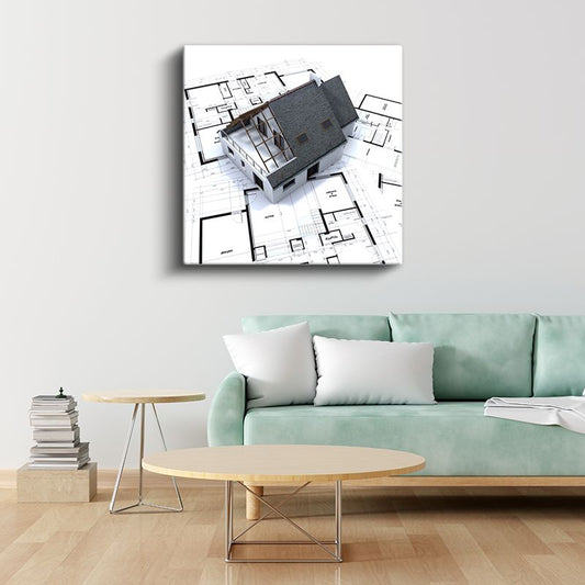 Mimar - Ev Projesi ve Mimari Plan Kanvas Tablo