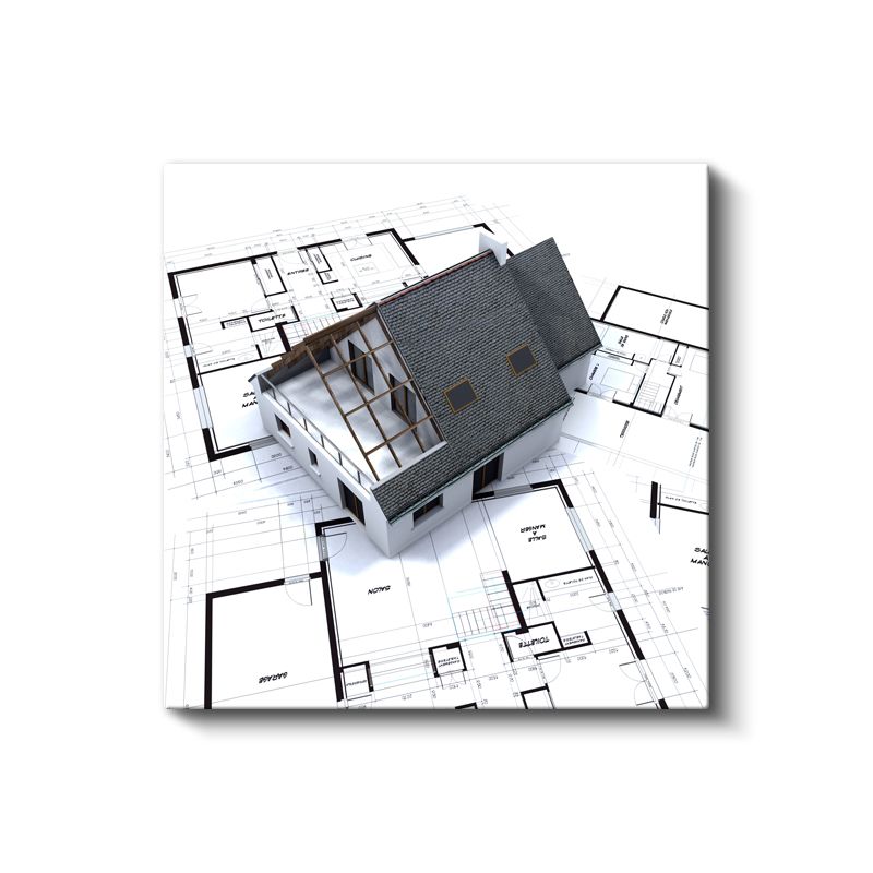 Mimar - Ev Projesi ve Mimari Plan Kanvas Tablo