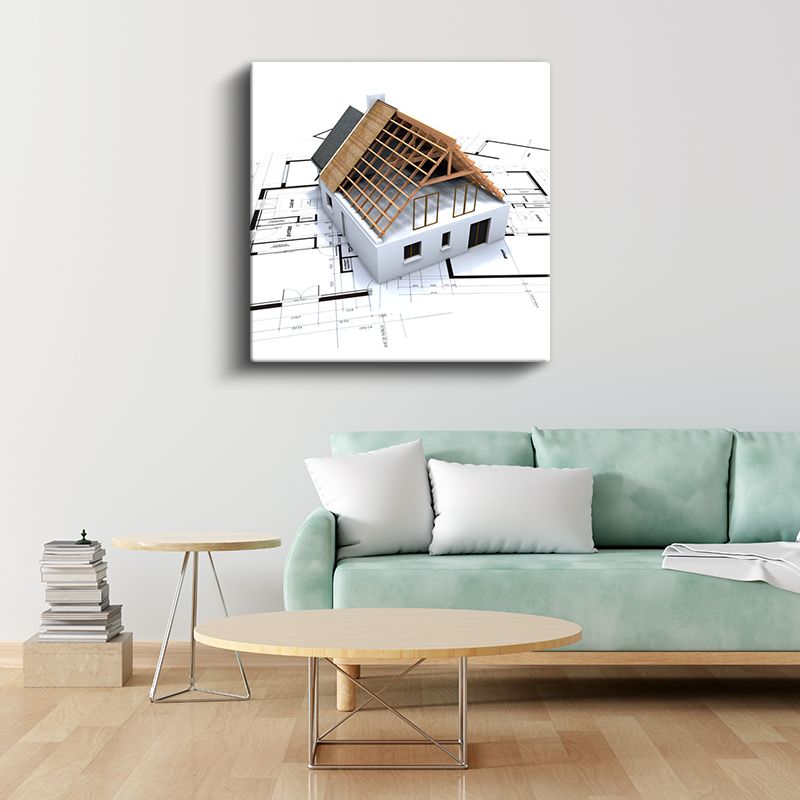 Mimar - Çatı İskeleti ve Yapı Detayları Kanvas Tablo