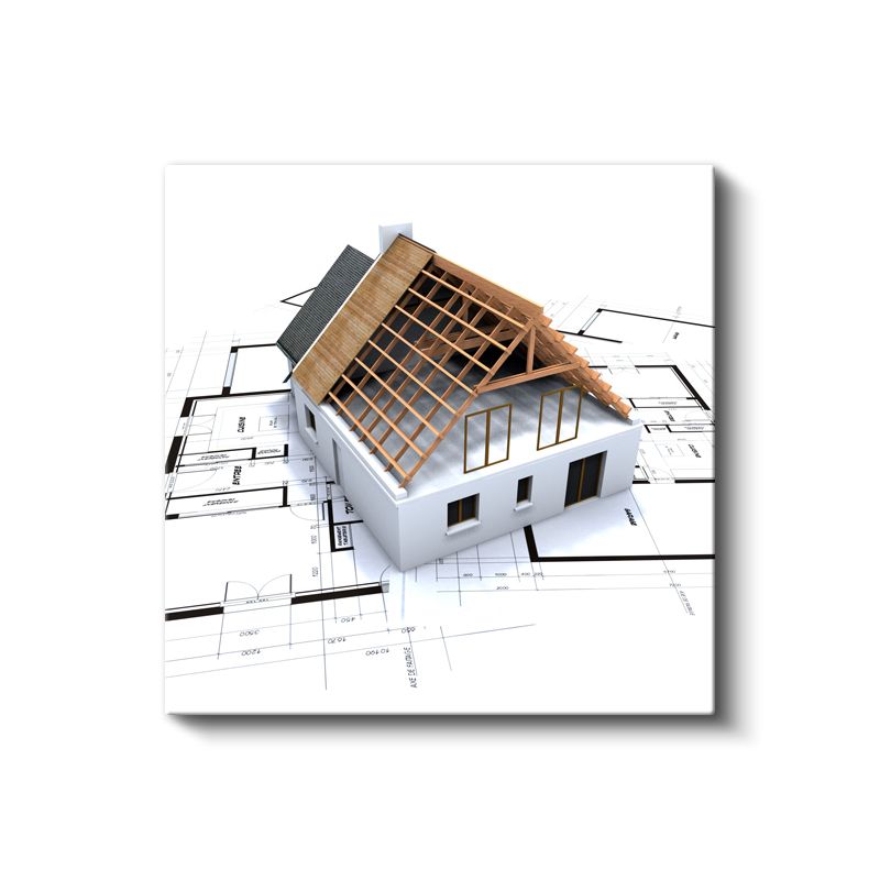 Mimar - Çatı İskeleti ve Yapı Detayları Kanvas Tablo
