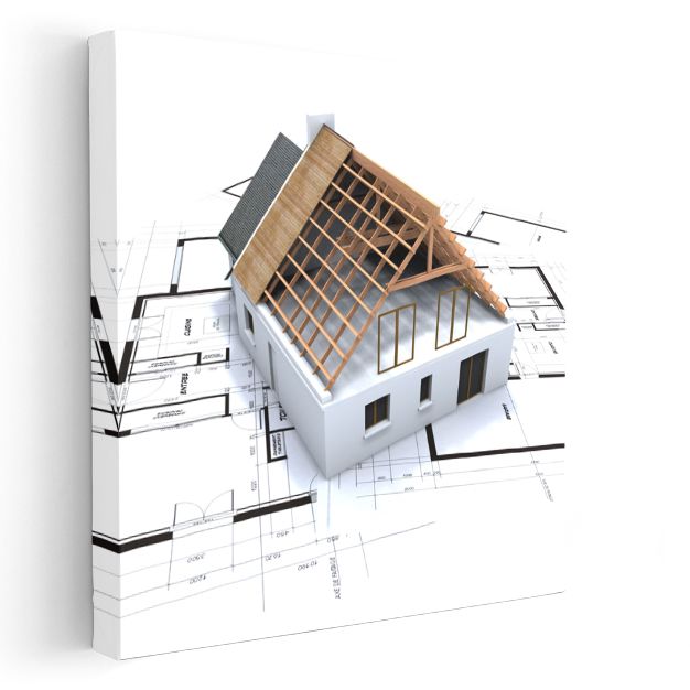 Mimar - Çatı İskeleti ve Yapı Detayları Kanvas Tablo
