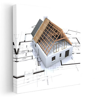 Mimar - Çatı İskeleti ve Yapı Detayları Kanvas Tablo