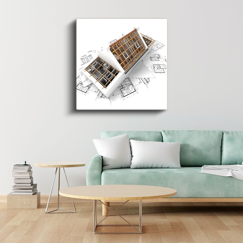 Mimar - Modern Konut Projesi ve Kat Planları Kanvas Tablo