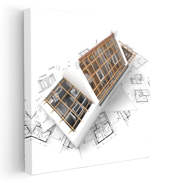 Mimar - Modern Konut Projesi ve Kat Planları Kanvas Tablo