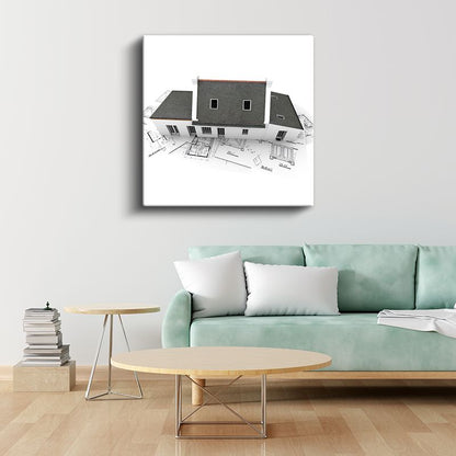 Mimar - Klasik Villa Tasarımı ve Teknik Çizimler Kanvas Tablo