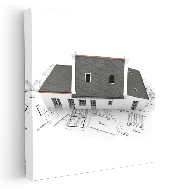 Mimar - Klasik Villa Tasarımı ve Teknik Çizimler Kanvas Tablo