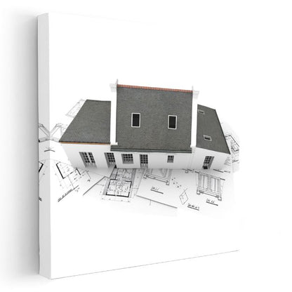 Mimar - Klasik Villa Tasarımı ve Teknik Çizimler Kanvas Tablo