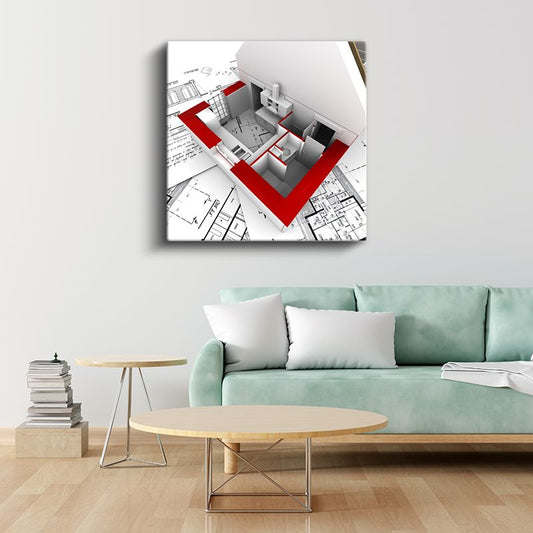 İç Mimar - Daire Yerleşim Planı ve Bölümlendirme Kanvas Tablo