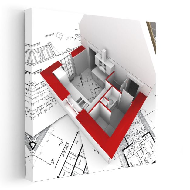 İç Mimar - Daire Yerleşim Planı ve Bölümlendirme Kanvas Tablo