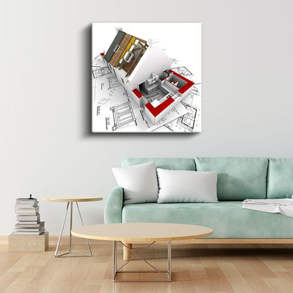 İç Mimar - Çatı Katı Tasarımı ve Mekan Organizasyonu Kanvas Tablo