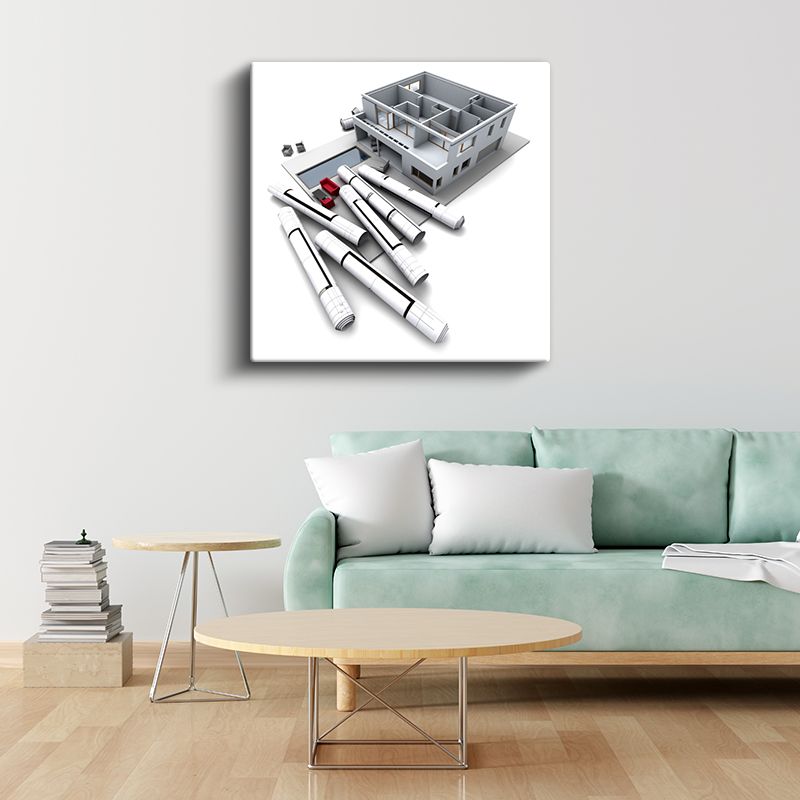 Mimar - Modern Villa Projesi ve Teknik Planlar Kanvas Tablo