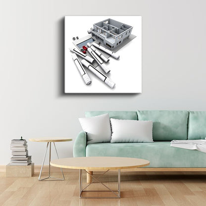 Mimar - Modern Villa Projesi ve Teknik Planlar Kanvas Tablo