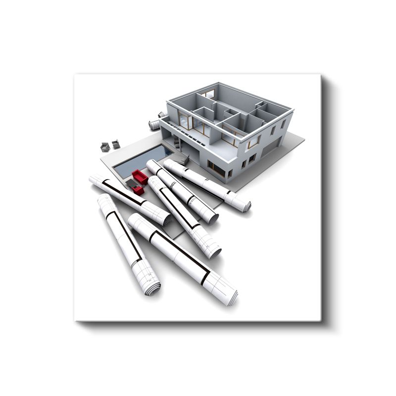 Mimar - Modern Villa Projesi ve Teknik Planlar Kanvas Tablo