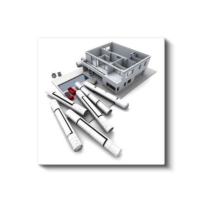 Mimar - Modern Villa Projesi ve Teknik Planlar Kanvas Tablo