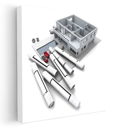 Mimar - Modern Villa Projesi ve Teknik Planlar Kanvas Tablo