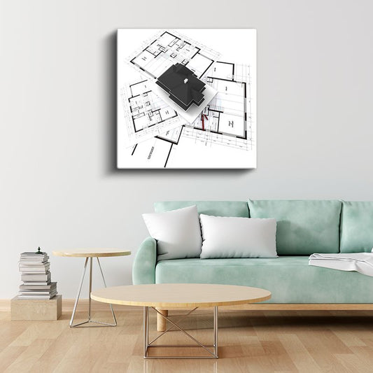 Mimar - Mimari Plan Çizimleri Kanvas Tablo
