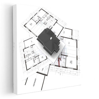 Mimar - Mimari Plan Çizimleri Kanvas Tablo