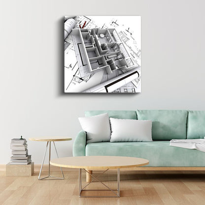 İnşaat Mühendisi - Yapı Modeli ve Planları Kanvas Tablo