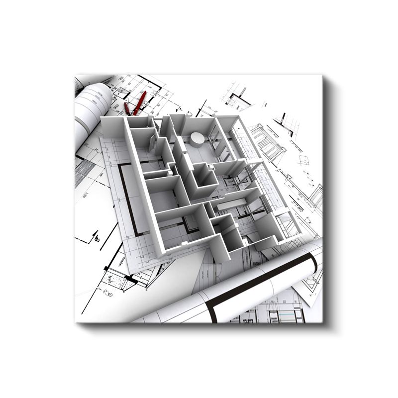 İnşaat Mühendisi - Yapı Modeli ve Planları Kanvas Tablo
