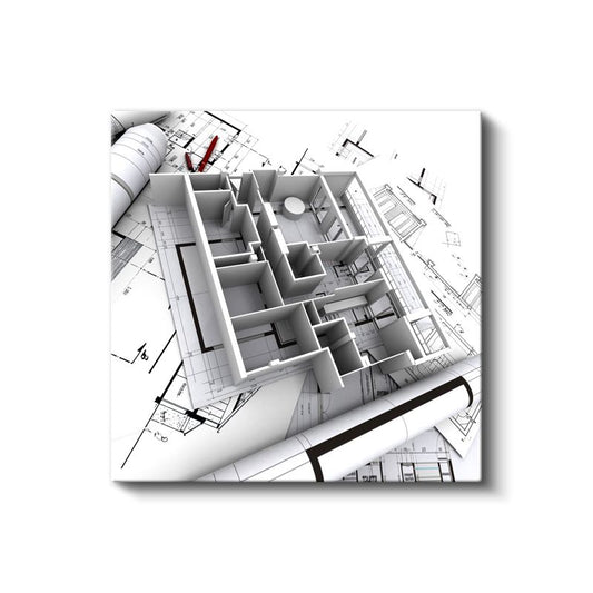 İnşaat Mühendisi - Yapı Modeli ve Planları Kanvas Tablo