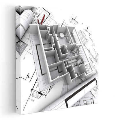 İnşaat Mühendisi - Yapı Modeli ve Planları Kanvas Tablo