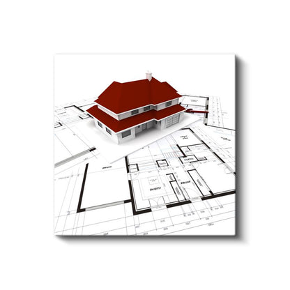 Mimar - Kırmızı Çatılı Villa Projesi Kanvas Tablo