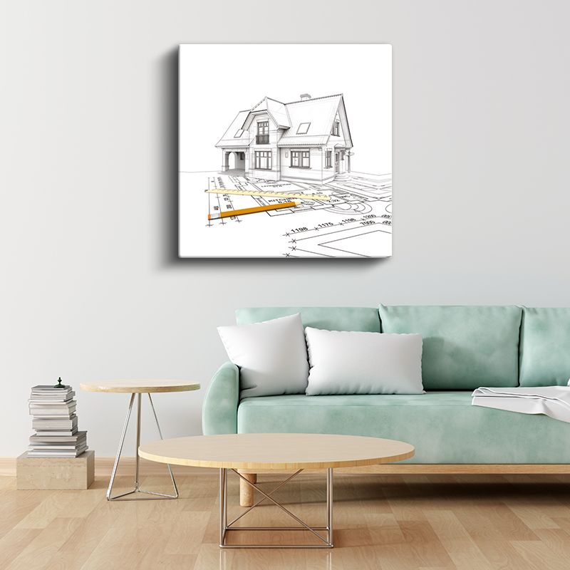 Mimar - Eskiz ve Plan Çalışması Kanvas Tablo