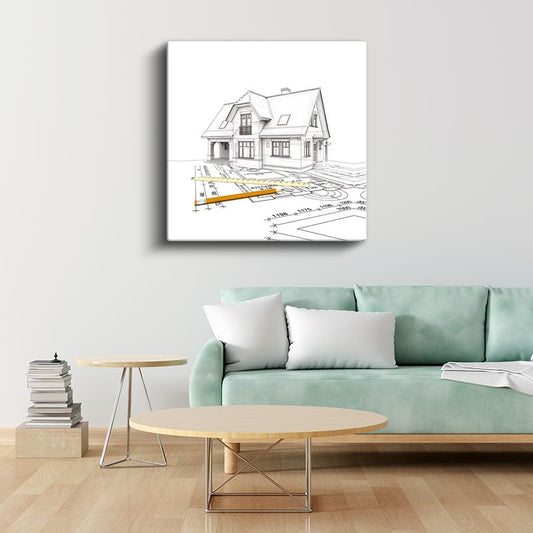 Mimar - Eskiz ve Plan Çalışması Kanvas Tablo