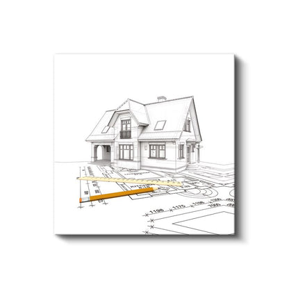 Mimar - Eskiz ve Plan Çalışması Kanvas Tablo