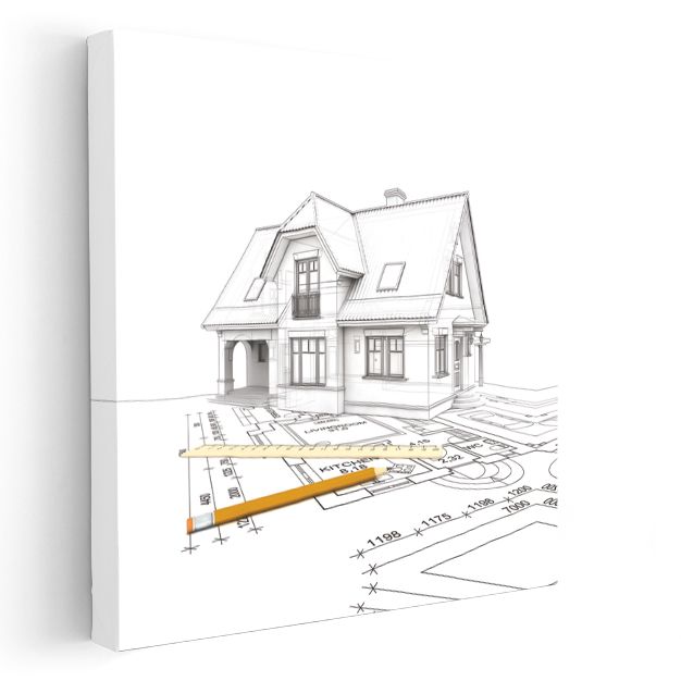Mimar - Eskiz ve Plan Çalışması Kanvas Tablo