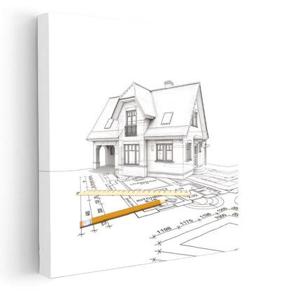 Mimar - Eskiz ve Plan Çalışması Kanvas Tablo
