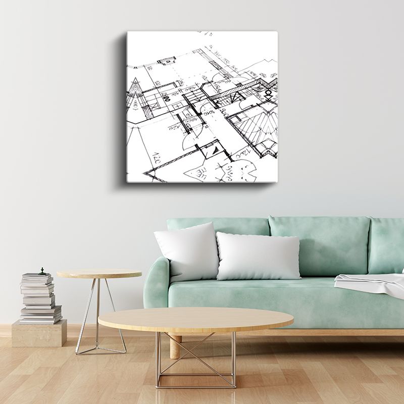 Mimar - Teknik Plan Çizimleri Kanvas Tablo
