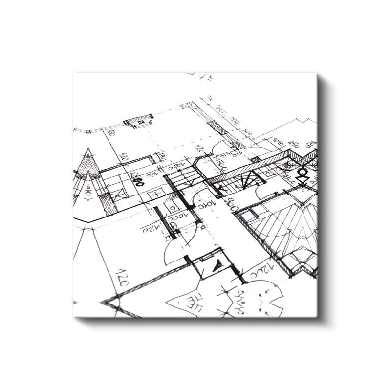 Mimar - Teknik Plan Çizimleri Kanvas Tablo