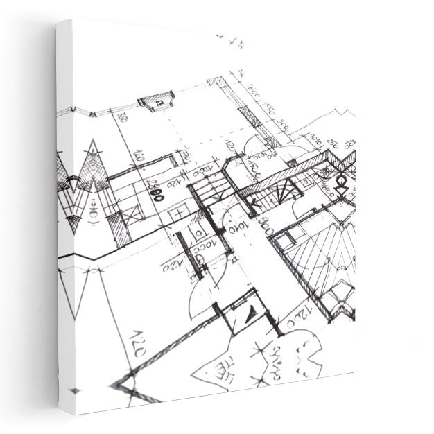Mimar - Teknik Plan Çizimleri Kanvas Tablo