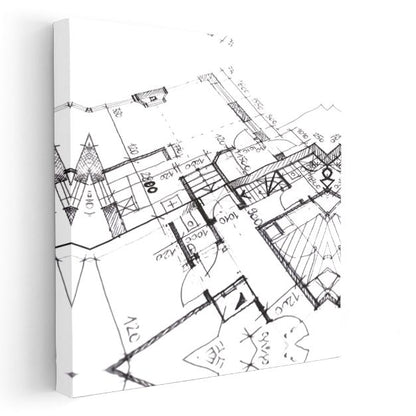 Mimar - Teknik Plan Çizimleri Kanvas Tablo