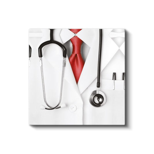 Doktor - Stetoskop ve Kırmızı Kravat Kanvas Tablo