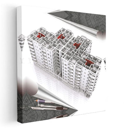 İnşaat Mühendisi - Apartman Kompleksi Tasarımı Kanvas Tablo