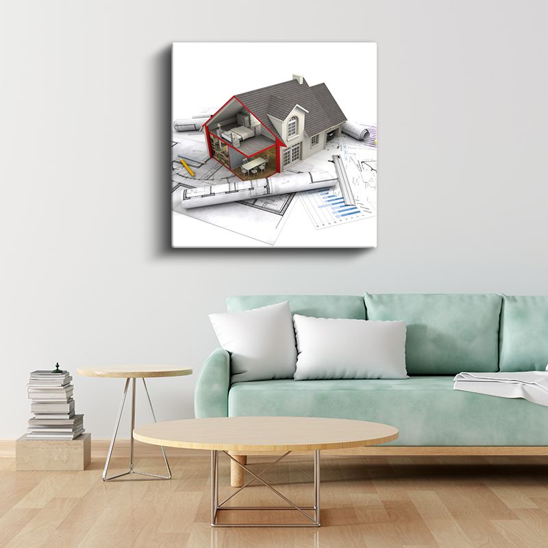 İnşaat Mühendisi - Kesit Görünümlü Ev Modeli Kanvas Tablo