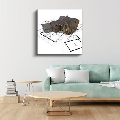 Mimar - Ahşap Ev Tasarımı Kanvas Tablo
