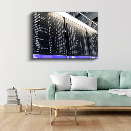 Havalimanı Görevlisi - Uçuş Bilgi Panosu Kanvas Tablo