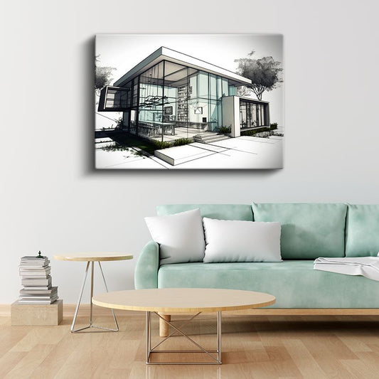 Mimar - Cam Cepheli Modern Yapı Kanvas Tablo